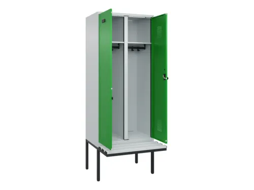 locker met bank,voor scheiding van kleding,HxBxD 2120x800x815mm,2vak