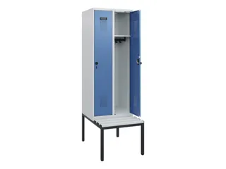 locker met bank,HxBxD 1950x600x815mm,2vak,vak B 300mm,draaigrendel - 1