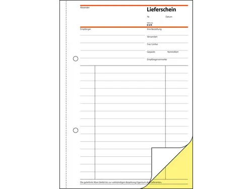 Leveringsbonnen met doorslag, 1e + 2e vel bedrukt, A5, zelfkopiërend,