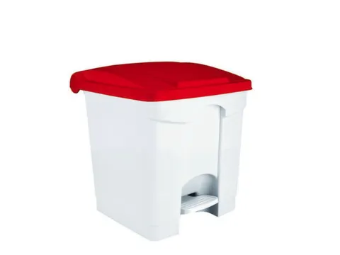 Contitop,afvalbak met pedaal 30L wit/rood