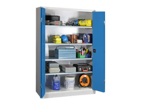 Vouwdeurkast 1950x1200x600mm 4legborden Verzinkt Ral7035 Front Ral5012