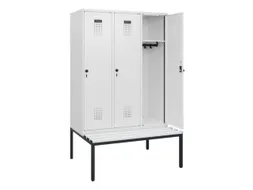 locker met bank,HxBxD 1950x1200x815mm,3vak,vak B 400mm,draaigrendel