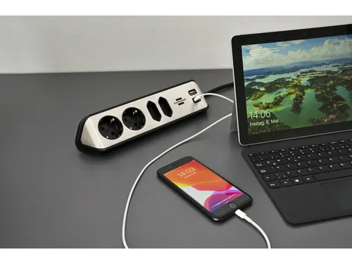 Stekkerdoos Brennenstuhl bureau Estilo 4 voudig inclusief 2 USB 2 m