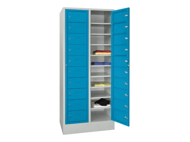 Wasgoedkast 1850x770x500 2x10 Vakken Sokkel Ral7035 Front Ral5012