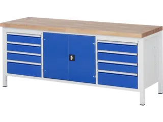 werkbank,HxBxD 840-1040x2000x700mm,beukblad,draagverm. 1250kg,4voeten - 1