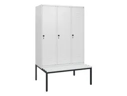 locker met bank,HxBxD 1950x1200x815mm,3vak,vak B 400mm,draaigrendel