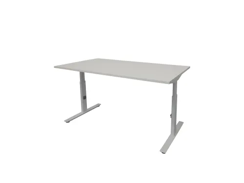Bureau Linesto Plus Hoogte instelbaar 160x80cm blad Grijs, Alu T-poot
