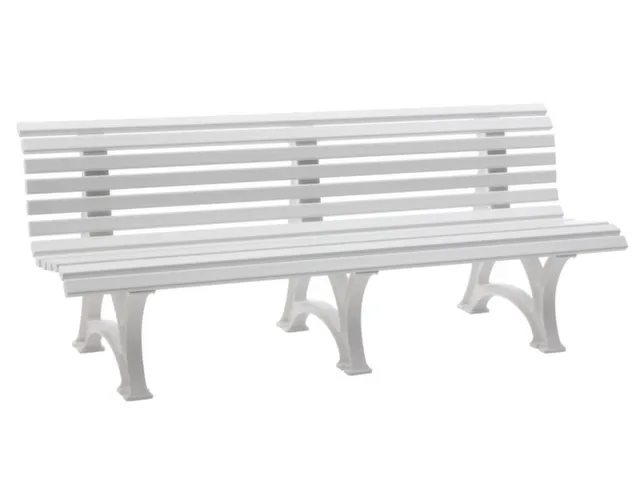 Kunststofbank 800x2000x420mm Zit H 410mm 12 Latten 3 Pootstellen Wit