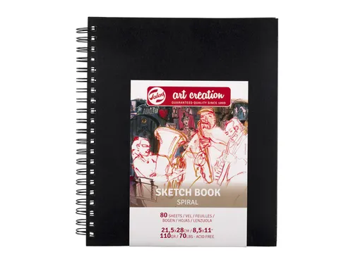 Schetsboek Talens Art Creation Zwart Spiraal 21x28cm 110gr 80vel