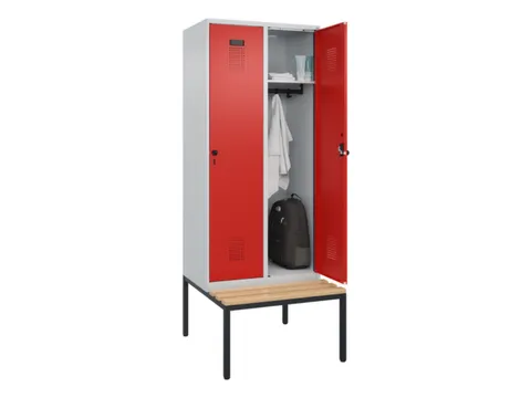locker met bank,HxBxD 2120x800x815mm,2vak,vak B 400mm,draaigrendel