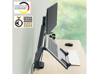 Monitor- en laptoparm Leitz Ergo ruimtebesparend dubbel donkergrijs - 13