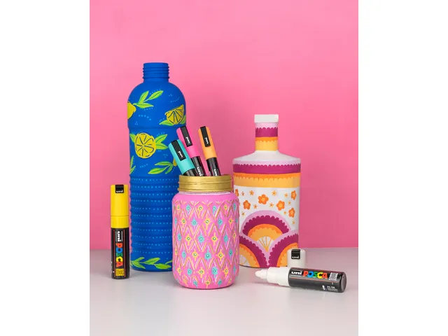 Verfstift Posca PC3M Fijne punt 0,9-1,3mm 4 stuks glitter kleuren warm