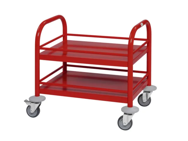 Serveerwagen,Draagverm. 80Kg,2Etage(S),Staaletage,Rood