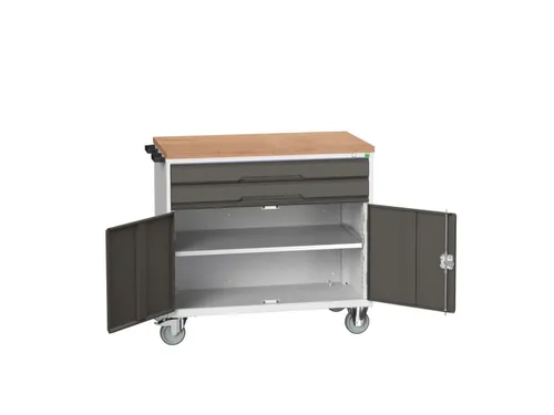 gereedschapswagen 980x800x600mm multiplexblad 2 laden+kast, RAL7016