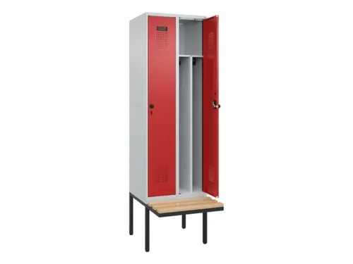 locker met bank,voor scheiding van kleding,HxBxD 2120x600x815mm,2vak