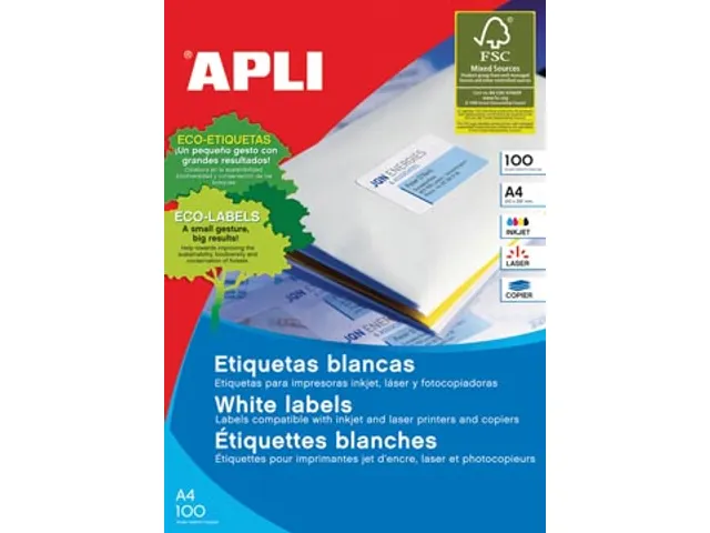 Witte Etiketten Ft 105x40mm (B X H), 1.400 Stuks, 14 Per Blad