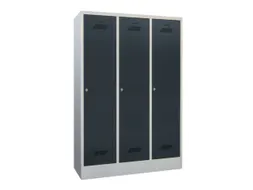 lockerkast,HxBxD 1850x1200x500mm,3vak,RAL7035,front RAL6011