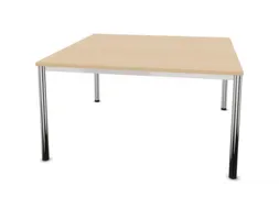 vergadertafel 74x140x140cm vierkant 4voeten verchroomd NE-esdoorn