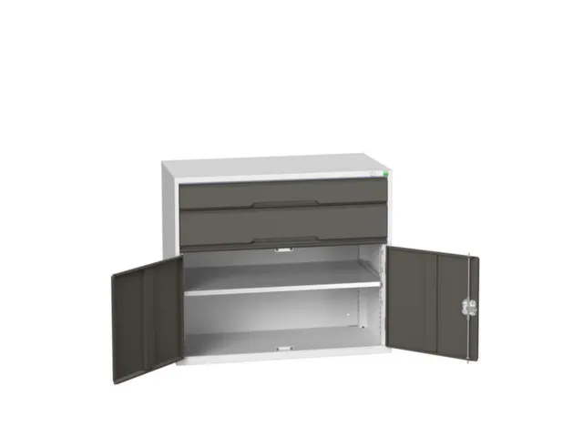 ladekast HxBxD 900x1050x550mm 2laden 2deuren RAL7035 front RAL7016