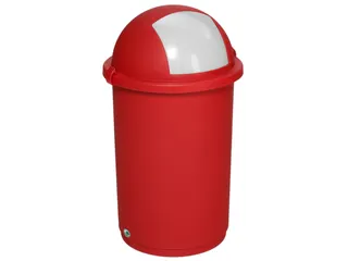 Afvalverzamelaar Kunststof 50 Liter HxØ 760x410mm Inworpklep Rood - 1