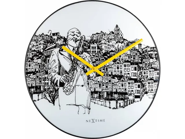 Horloge murale NeXtime 'Sax City' Ø40cm verre/métal