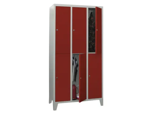 lockerkast,HxBxD 1850x1200x500mm,3x2vakken,RAL7035,front RAL3000