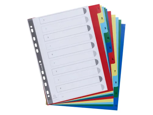 Bedrukte tabbladen numeriek assorti PP A4+ 10-delig 1-10 11-gaats