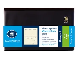 Agenda 2027 Ryam Compact Suprema 7dagen/2pagina's ringplastic zwart