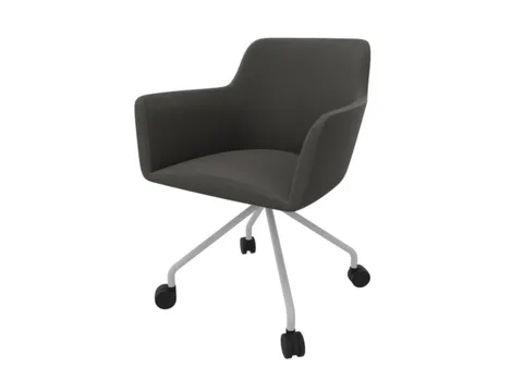 Bezoekersstoel 4-Voet/4Wielen Ronde Buis Verchroomd Antraciet