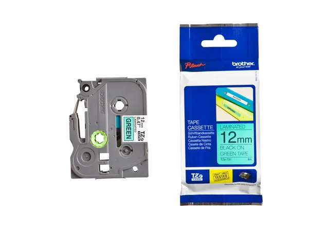 Ruban de lettrage Brother P-Touch TZe-731 standard 12mm noir sur vert