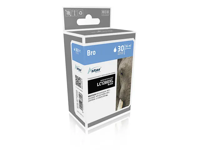 Astar Brother LC1280XLBK MFCJ Inkt Zwart HC Rebuilt 2400 Pagina's