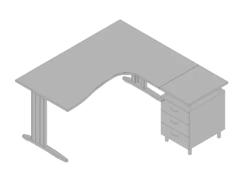 bureauset bureau staand ladeblok rechts 730x1600x1650mm C-voet grijs