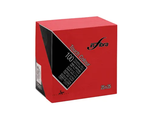 Servet Infibra 25x25cm 1/4 vouw Rood 3000 Stuks