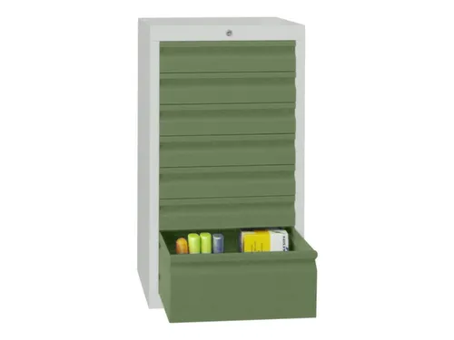 ladekast HxBxD 900x500x500mm 7laden slot RAL7035 front RAL6011