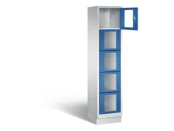 Lockerkast 1800x420x500mm 1x5 vakken Cilinderslot, Sokkel, RAL5010