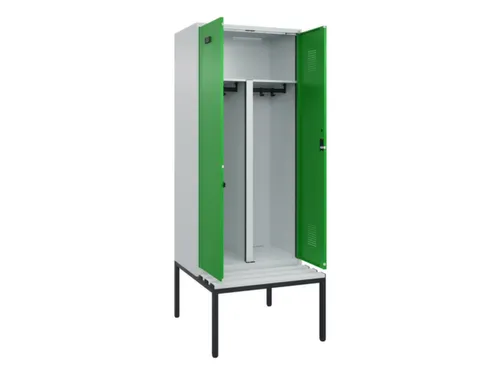 PBM-locker met bank,HxBxD 2120x800x815mm,2vak,vak B 400mm