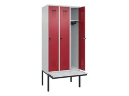 locker met bank,HxBxD 2120x900x815mm,3vak,vak B 300mm,draaigrendel