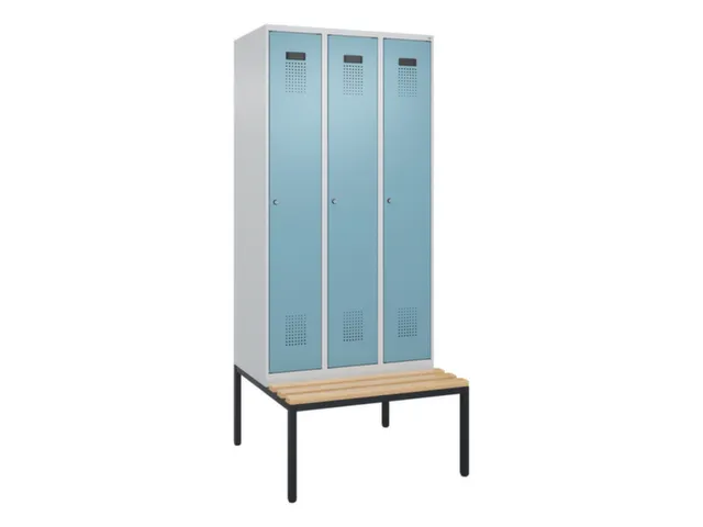 locker met bank,voor scheiding van kleding,HxBxD 2120x900x815mm,3vak