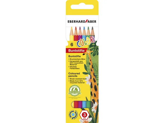 Kleurpotlood Eberhard Faber 17,5cm kartonnen etui à 6 stuks assorti k