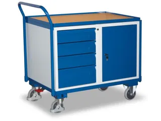 Tafel- En Kastwagen 250kg Lxb 1000x600mm 4 Laden 1 Kast Ral 5010 - 2