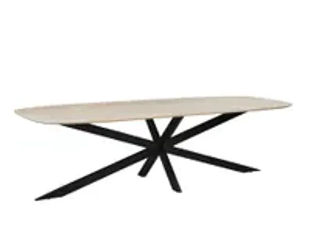 OUTLET Vergadertafel Harper Deens Ovaal 200x100cm Naturel blad met Spi