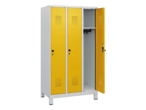 schoollocker,HxBxD 1630x900x500mm,3vak,vak B 300mm,draaigrendel,voeten