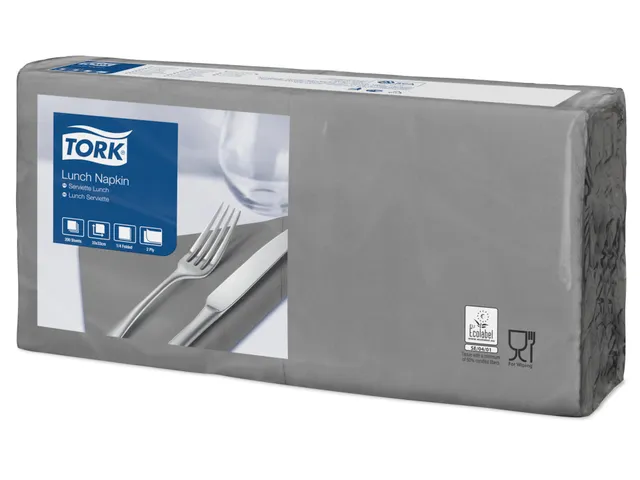 Lunch Servetten Grijs 2-laags 33x33cm 1/4 vouw doos 10x200 stuks