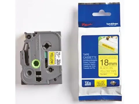 Tze Tape Voor P-touch 18mm, Zwart Op Geel, Extra Klevend