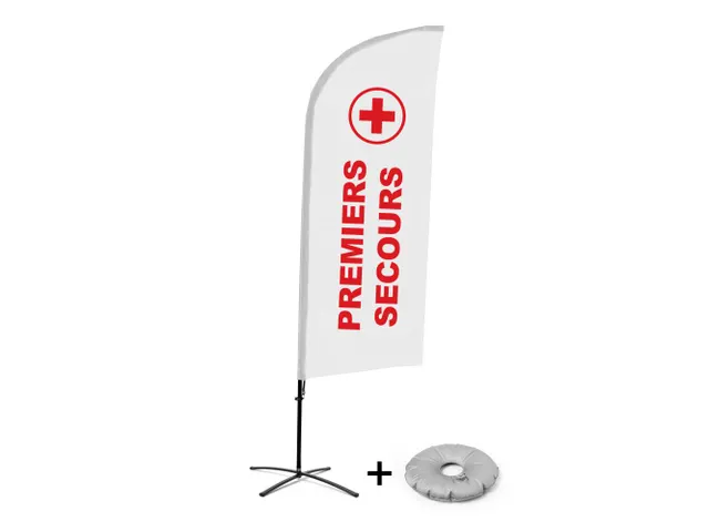 Promotievlag Alu Wind complete set "Premiers secours" kruisvoet Zwart