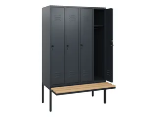 locker met bank,HxBxD 1950x1200x815mm,4vak,vak B 300mm,draaigrendel - 2
