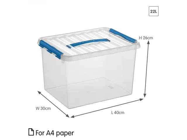 Q-line opbergbox 22L transparant blauw - 40x30x26cm
