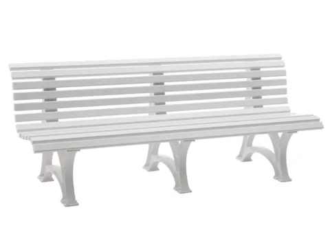 Kunststofbank 800x2000x420mm Zit H 410mm 12 Latten 3 Pootstellen Wit