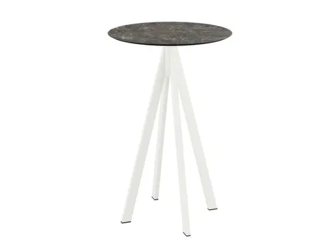 statafel,HxØ 1090x700mm,rond,4voeten wit,blad HPL Galaxy Marble