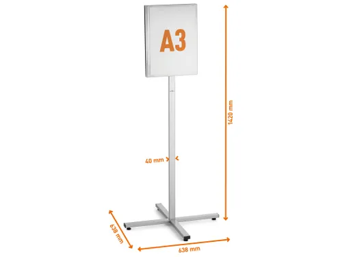 Vloerstandaard info stand outdoor A3 grijs